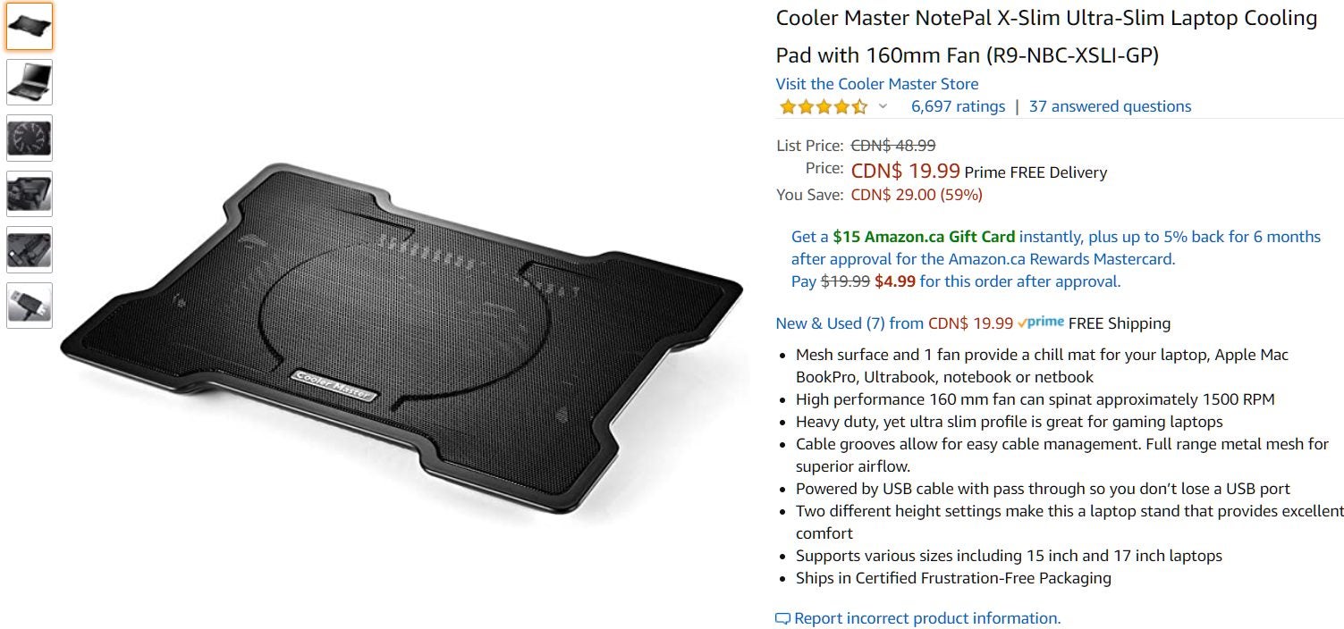 Amazon Ca Cooler Master Notepal X Slim Ultra Slim Laptop Cooling Pad 19 99 Dead Redflagdeals Com Forums