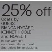 Coats by Guess, Bianca Nygard, Kenneth Cole and Novelti - 25% Off
