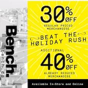 Bench Beat the Holiday Rush Sale: Take 30% Off Regular Priced Merchandise & 40% Off Sale Items In-Stores & Online