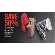 Save 50% on Women's & Men's Slippers