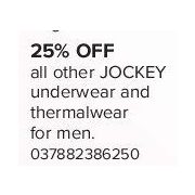 Select Jockey Underwear and Thermalwear for Men - 25% off
