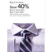 Buy 3 or More, Save 40% on Men's Dress Shirts and Ties