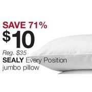 SealyEvery Position Jumbo Pillow  - $%10.00 (71% off)