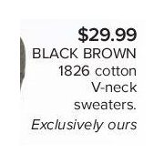 Black Brown 1826 Cotton V-Neck Sweaters - $29.99