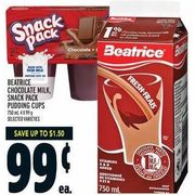 Beatrice Chocolate Milk, Snack Pack Pudding Cups - $0.99 (Up to $1.50 off)