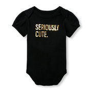 Baby Girls Short Sleeve Foil 'seriously Cute' Graphic Bodysuit - $6.47 ($6.48 Off)