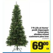 7 Ft Life at Home Prelit Algonquin Forest Pine Slimline Mixed Cashmere Pine Tree - $69.00