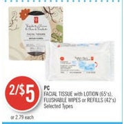 PC Facial Tissue With Lotion, Flushable Wipes Or Refills - 2/$5.00