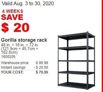 costco gorilla storage rack