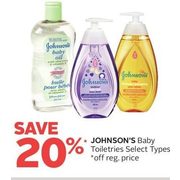 Johnson's Baby Toiletries - 20% off
