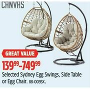 Canvas Sydney Egg Swings, Side Table Or Egg Chair - $139.99-$749.99
