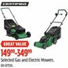 Certified Gas And Electric Mowers - $149.99-$349.99