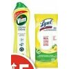 Lysol Disinfecting Wipes, Toilet Bowl Cleaner or Vim Cream Cleanser - 2/$5.00