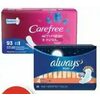 Tampax Tampons, Carefree Liners Or Always Pads - $8.99